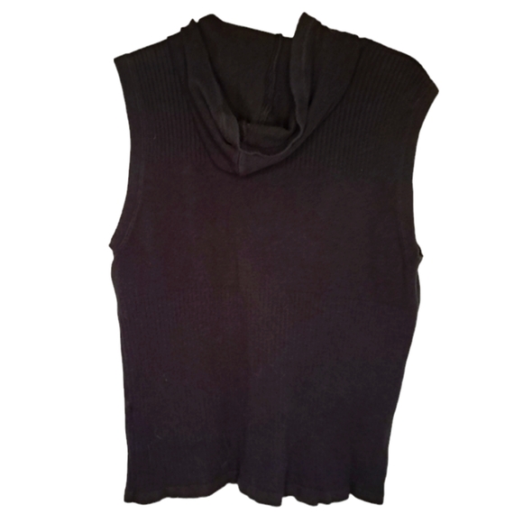 Nike Black Rib Knit Hooded Athletic Full Zip Vest Size Medium - Picture 3 of 7